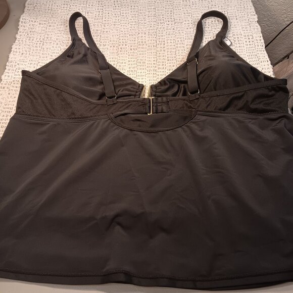 Time and Tru women's plus size rich black swim tankini top sz 3X / 24W - 26W NWT - Picture 9 of 15